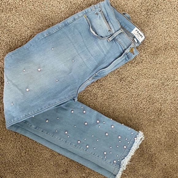 FRAME "Le High" jeans with pearl and deconstructed hem - Picture 4 of 6